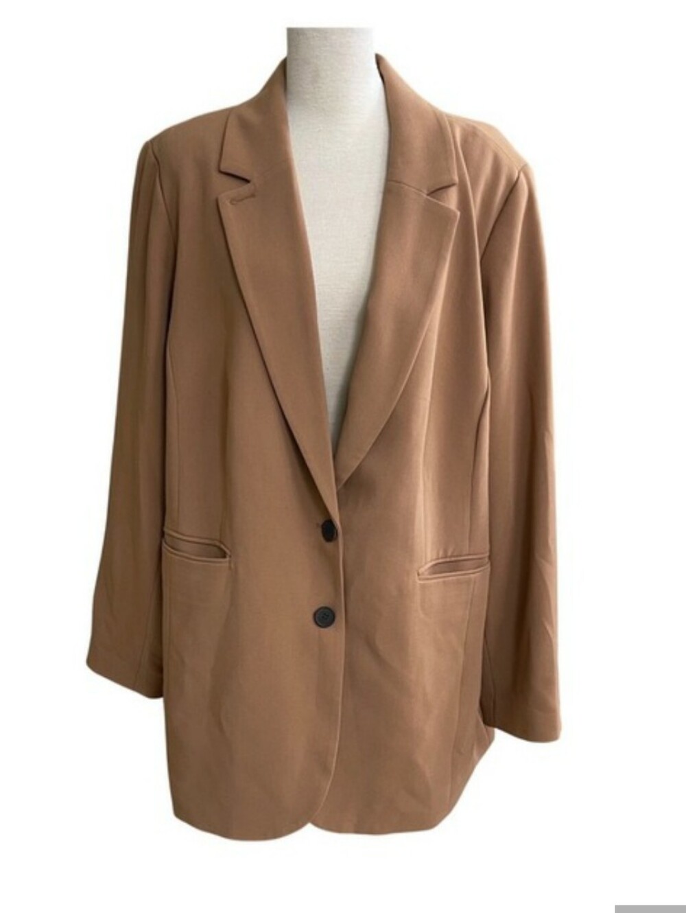ELOQUII The 365 Suit Long Tailored Blazer Jacket In Biscuit, 24